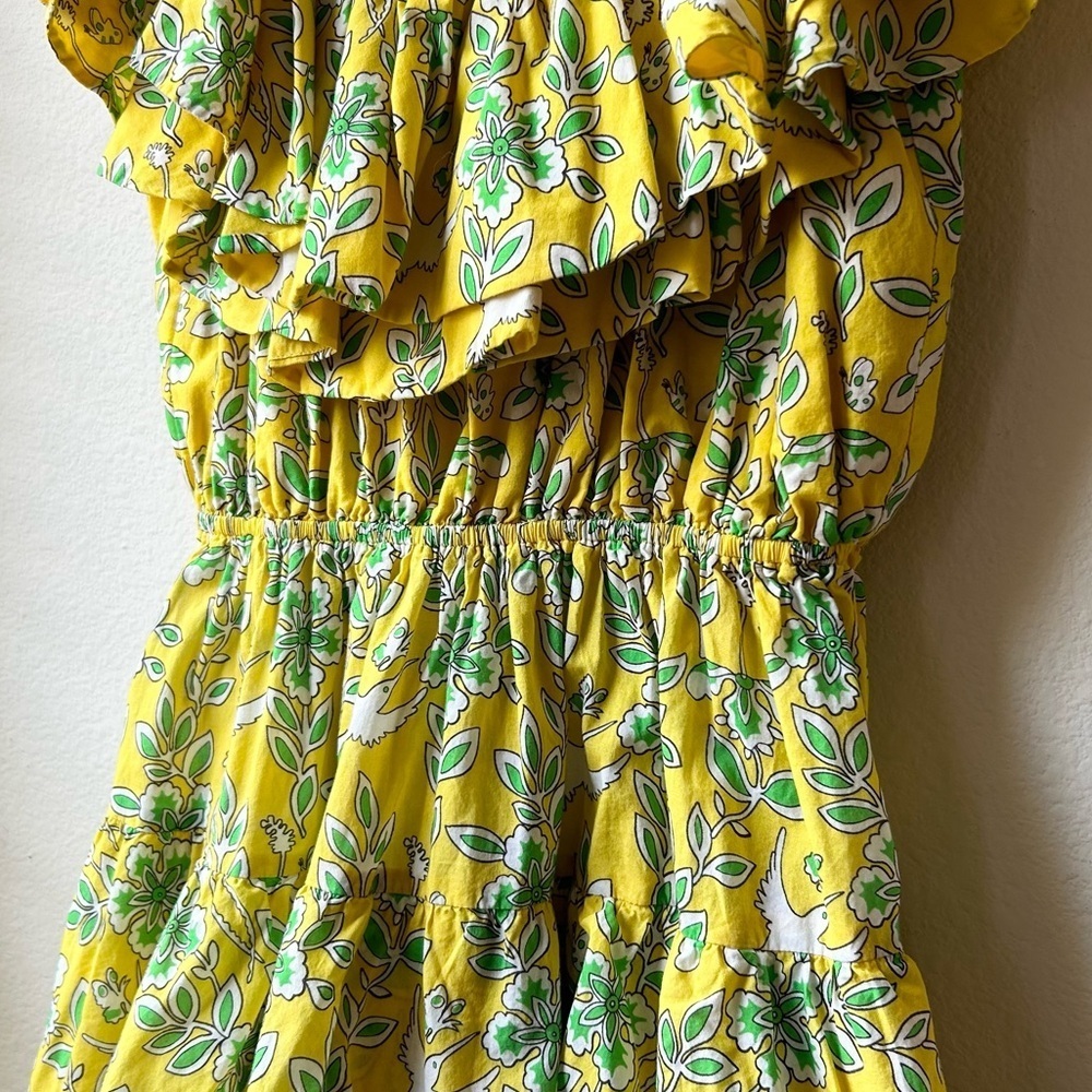 RHODE Yellow Floral Off-Shoulder Ruffle Mini Dress - Picture 8 of 16